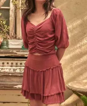 Топ Sweetheart с оборками в цвете Crimson mittoshop