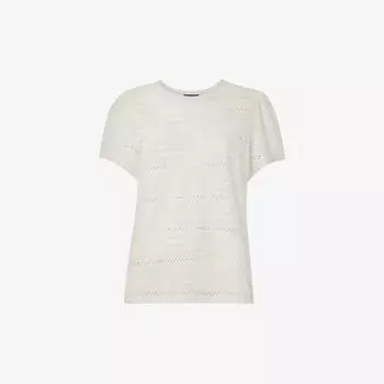 Топ свободного кроя из эластичного хлопка Broderie с пышными рукавами Whistles, бежевый