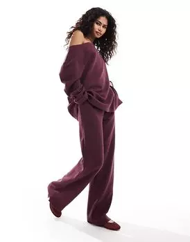 Топ свободного кроя с вафельным узором ASOS DESIGN бордового цвета — часть комплекта