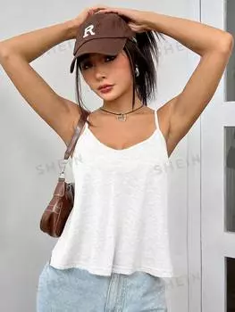 Топ свободного кроя Shein Ezwear на бретельках, белый