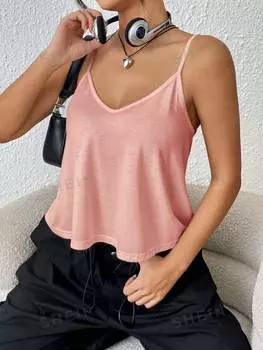 Топ свободного кроя Shein Ezwear на бретельках, розовый