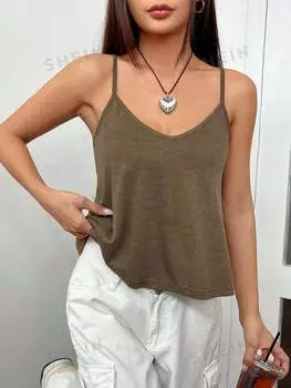 Топ свободного кроя Shein Ezwear на бретельках, кофейный