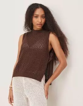 Топ-табард ASOS DESIGN крючком с завязками по бокам коричневого цвета