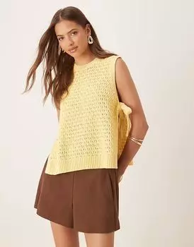 Топ-табард ASOS DESIGN, связанный крючком, с завязками по бокам, в цвете пахты