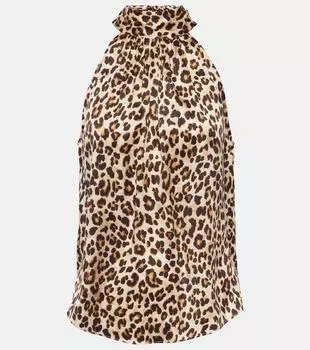 Топ tanisha из смесового шелка с леопардовым принтом Veronica Beard, мультиколор