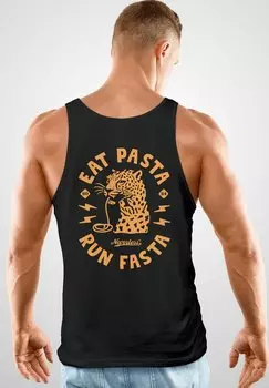 Топ Tank Aufdruck Schrift Eat Pasta Brust Retro Fashion Sommer Muskel Neverless, антрацит