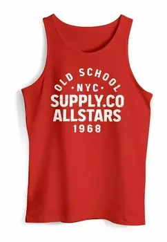 Топ TANK- BEDRUCKT SCHRIFTZUG OLDSCHOOL NYC NEW YORK CITY Neverless, темно-красный