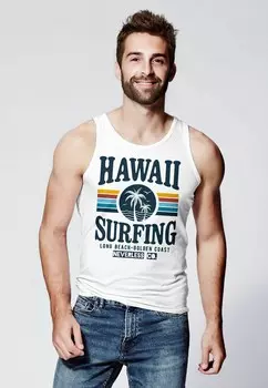 Топ TANK HAWAII SURFING SOMMER STRAND PALME PRINT MUSKELS Neverless, белый