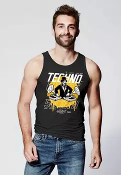Топ TANK TECHNO MUSIK RETRO GRAFIK SCHRIFT Neverless, черный