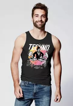 Топ TANK TECHNO MUSIK RETRO GRAFIK SCHRIFT Neverless, антрацит