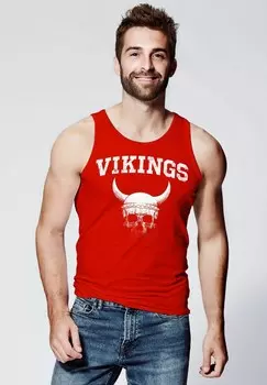 Топ TANK-WIKINGER-HELM SKULL TOTENKOPF MUSKELSHIRT MUSCLE Neverless, красный