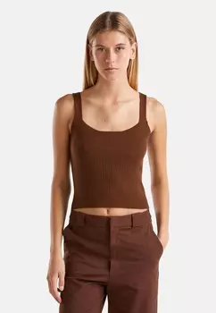 Топ TANK WITH SQUARE NECKLINE United Colors of Benetton, коричневый