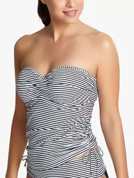 Топ танкини-бандо с полосками Anya Panache, черно-белый