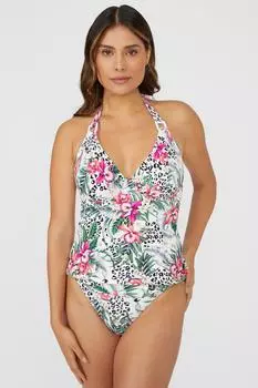 Топ танкини Gorgeous DD+ Jungle без подушечек с глубоким вырезом Debenhams, мультиколор