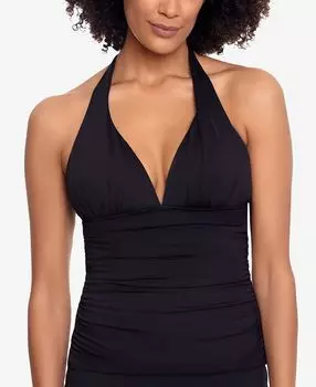 Топ tankini с цельной формованной чашкой и лямкой на шее beach club Lauren Ralph Lauren, черный