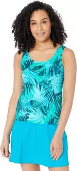 Топ-танкини с овальным вырезом BeanSport и принтом L.L.Bean, цвет Classic Teal Blue Palm