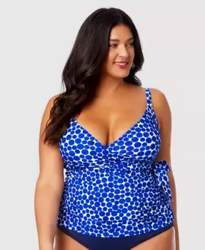 Топ-танкини с запахом и гороховым принтом из денима Plus Size Anne Cole, мультиколор