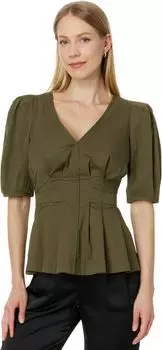 Топ Ted Baker Burdur Stitch Detail Puff Sleeve Top, хаки