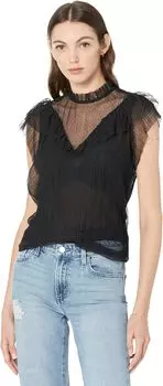 Топ Ted Baker Kaelly Pleated Mesh Top with Frill, черный