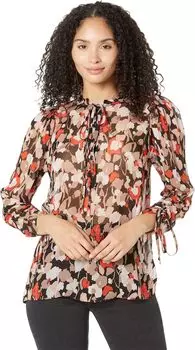 Топ Ted Baker Vanessa Ruched Sleeve Top w/ Neck Tie, цвет Light Pink