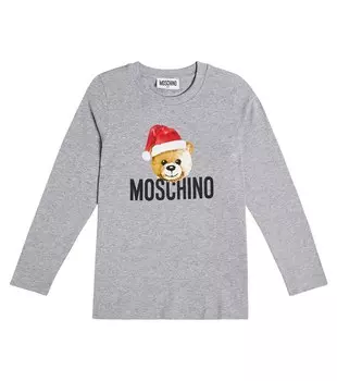 Топ Teddy Bear из смесового хлопкового джерси Moschino, разноцветный