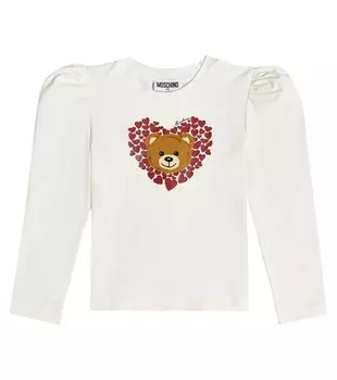 Топ Teddy Bear из смесового хлопкового джерси Moschino, разноцветный