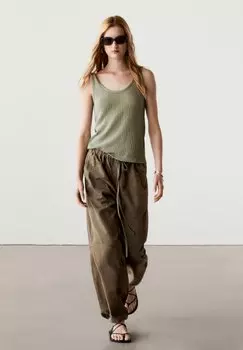 Топ Textured Neck Strappy Massimo Dutti, зеленый