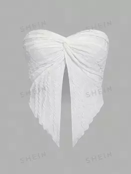 Топ текстурированный Shein Icon с разрезом по краю, белый