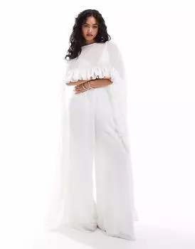 Топ TFNC cape top with ruffle detail in cream co-ord