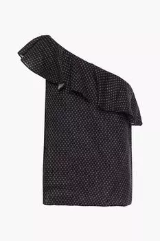 Топ Thom на одно плечо из льняного жаккарда ISABEL MARANT TOILE, черный