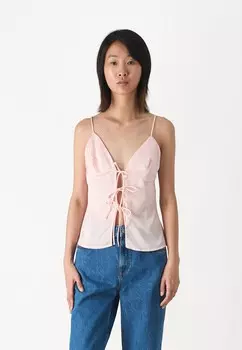 Топ TIE SINGLET Gina Tricot, розовый