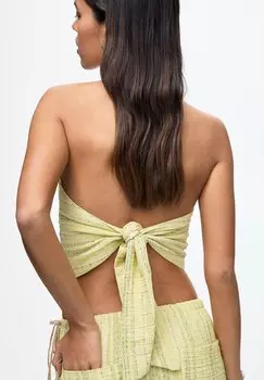 Топ Tied Back Striped PULL&BEAR, желтый