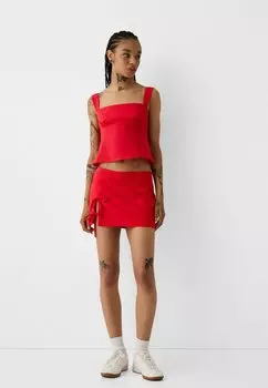 Топ Tied Crop Bershka, красный