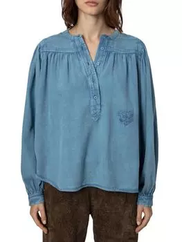 Топ Tigy из хлопкового твила Zadig & Voltaire, цвет Pale Denim