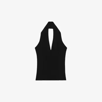 Топ Tilly облегающего кроя из эластичного трикотажного джерси с халтер-воротником Reiss, черный