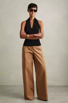 Топ Tilly с вязанными панелями и воротником халтер Reiss, черный