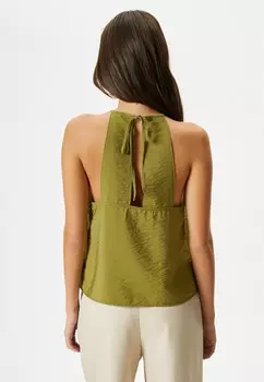 Топ TISSUED HALTER NECK TANK Koton, хаки