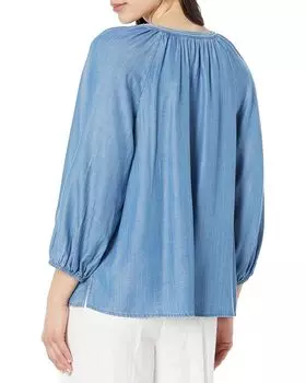 Топ Tommy Bahama Chambray All Day 3/4 Sleeve Top, цвет Medium Marina Wash