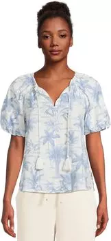 Топ Tommy Bahama Fortuna Fronds Poplin Short Sleeve Top, цвет Vanilla Ice