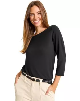 Топ Tommy Bahama Reversible Kona Isles 3/4 Sleeve V Boat Neck Top, черный