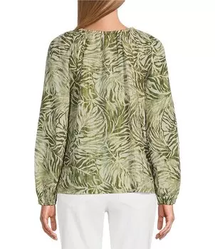 Топ Tommy Bahama с круглым вырезом и длинными рукавами с принтом, зеленый