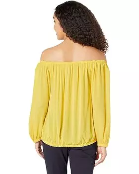 Топ Tommy Hilfiger Long Sleeve Over-the-Shoulder Top, цвет Mango