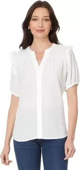 Топ Tommy Hilfiger Short Sleeve Smocked Yoke Top, цвет Bright White