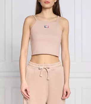 Топ Tommy Jeans cropped fit, кремовый