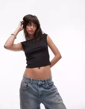 Топ Tommy Jeans с открытыми плечами черного цвета