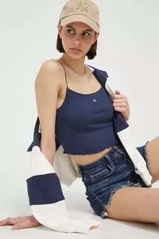 Топ Tommy Jeans, темно-синий