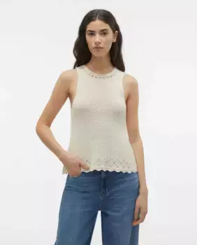 Топ тонкой вязки с деталями, связанными крючком Vero Moda, белый