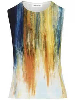 Топ тонкой вязки с принтом Oscar de la Renta, синий