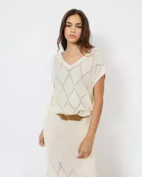 Топ тонкой вязки Vila, бежевый