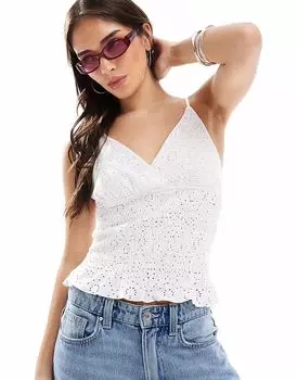 Топ-топ с лифом и сборками Pieces кремового цвета